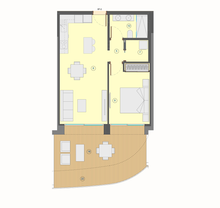 Appartement d'une chambre et d'une salle de bain sur la plage de Pniente à Benidorm