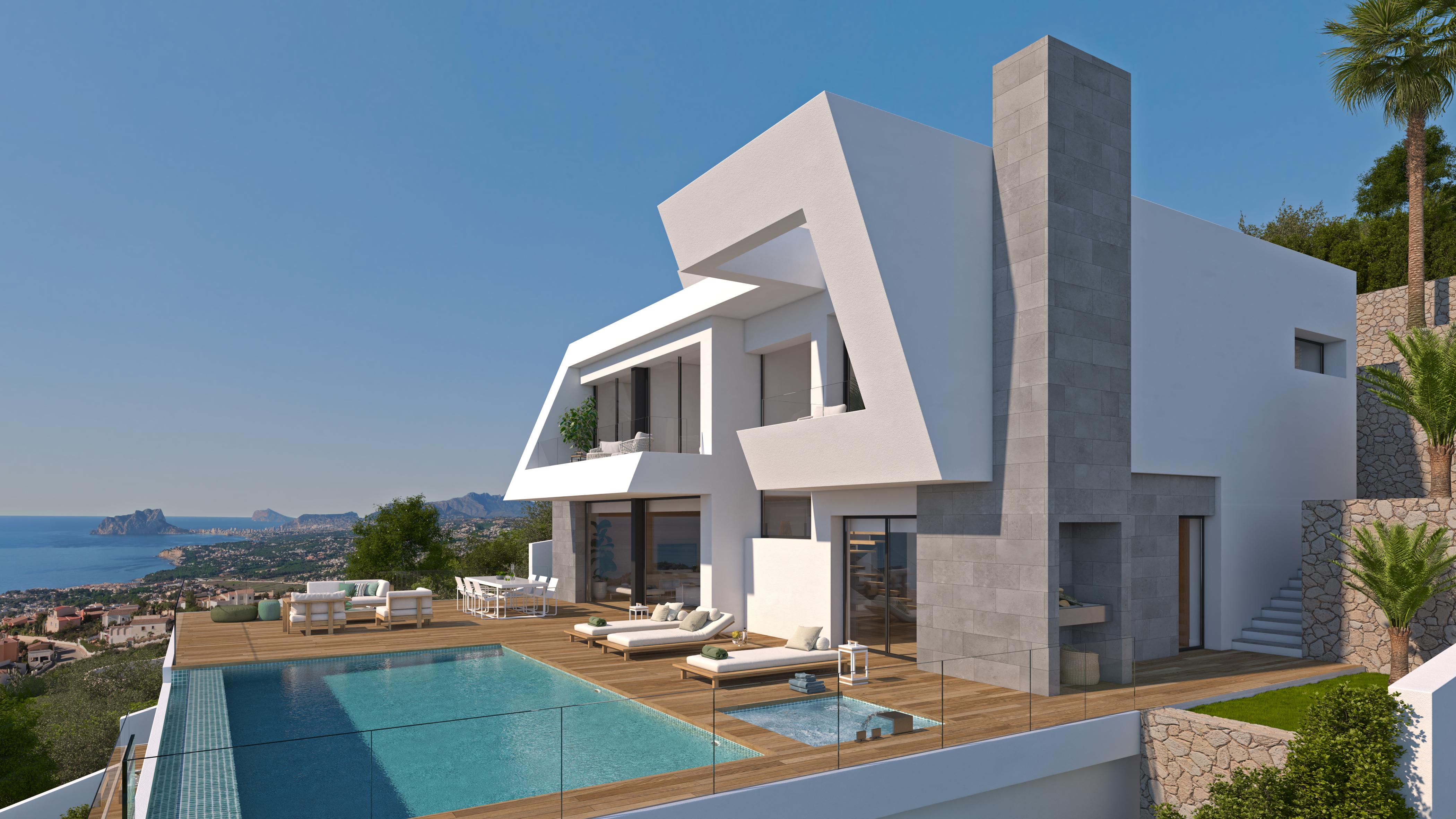 Villa avec des vues spectaculaires sur la mer de Moraira.