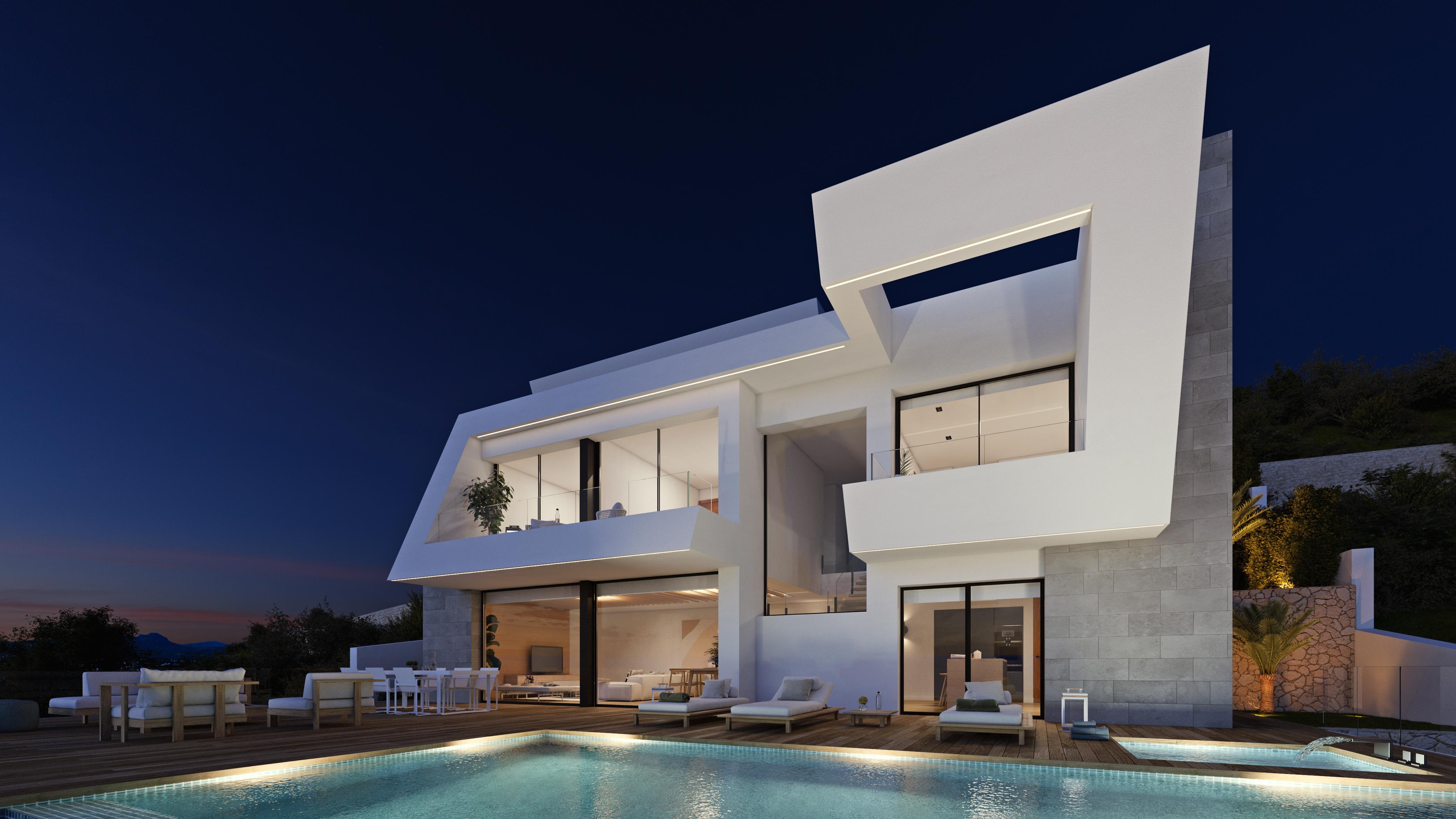 Villa avec des vues spectaculaires sur la mer de Moraira.