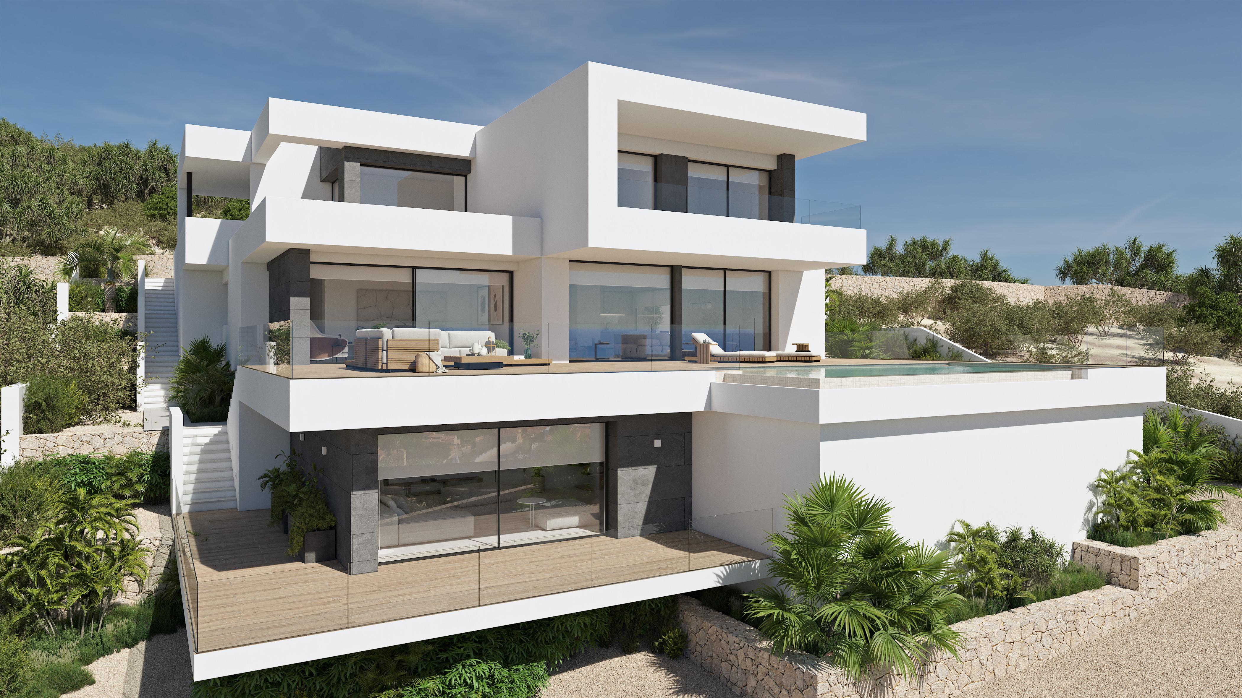 Villa moderne avec une vue magnifique sur la mer de Moraira.