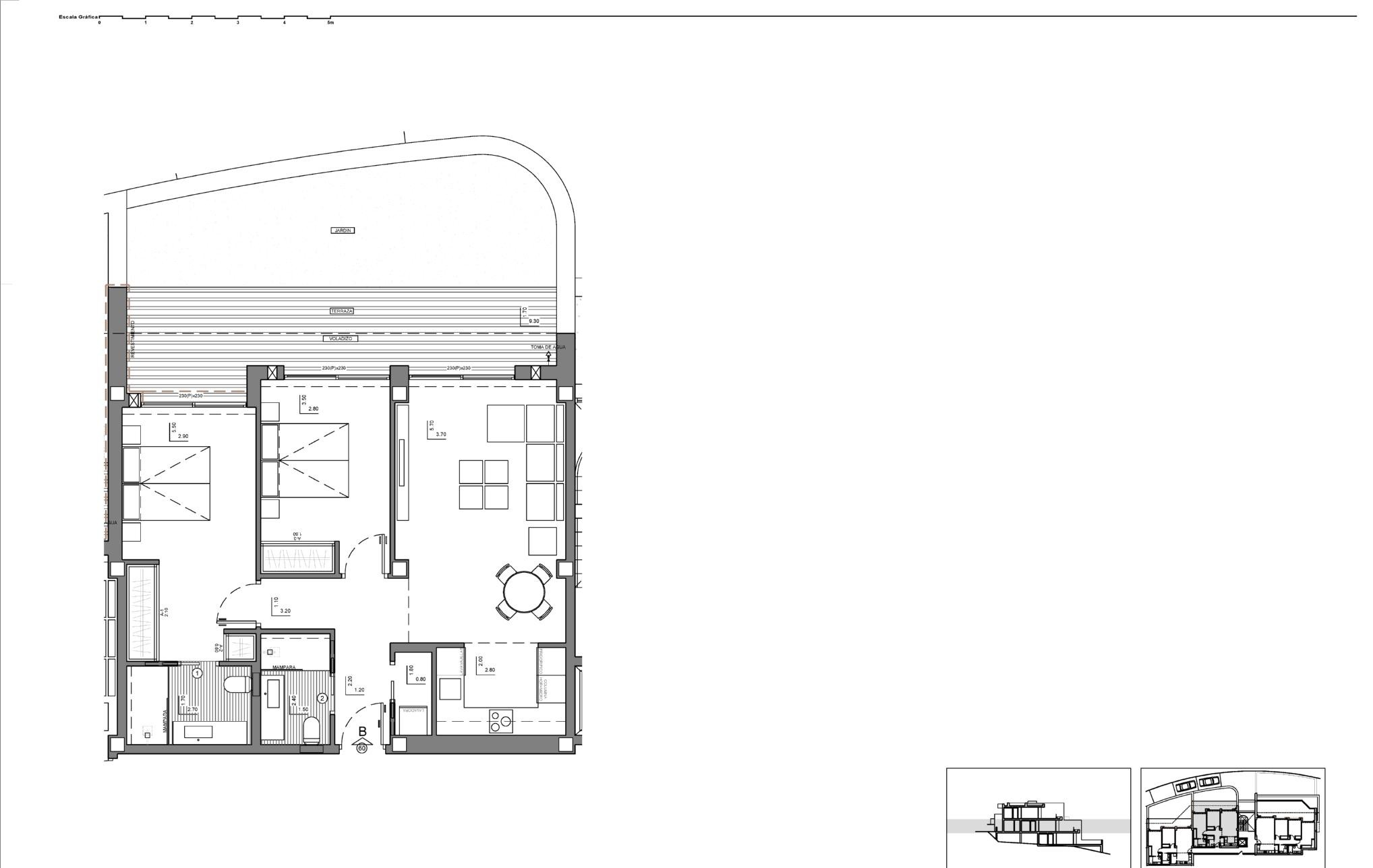 Appartement moderne de 2 chambres et 2 salles de bains avec terrasse-jardin.