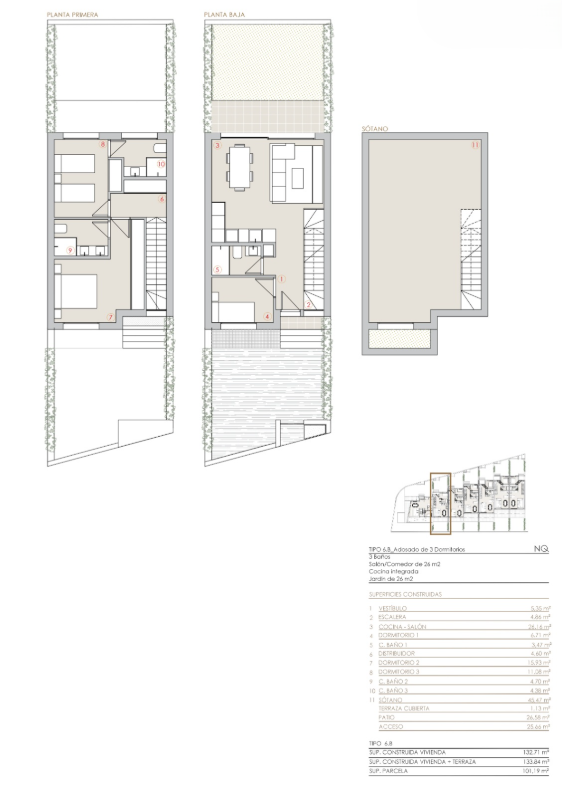 Maison mitoyenne neuve à Javea avec 3 chambres