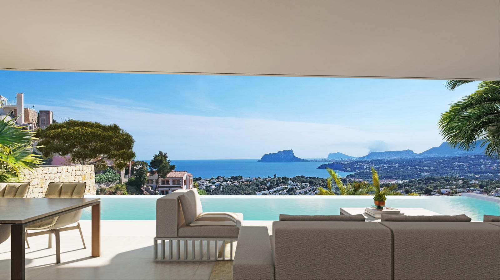 Villa de lujo en Moraira con vistas panorámicas al mar y piscina infinity cerca de la playa El Portet
