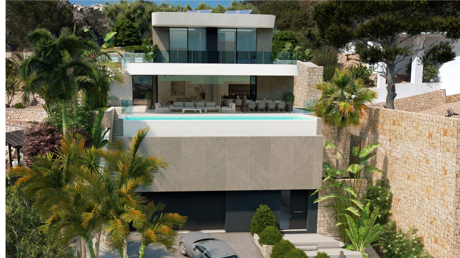 Villa de lujo en Moraira con vistas panorámicas al mar y piscina infinity cerca de la playa El Portet