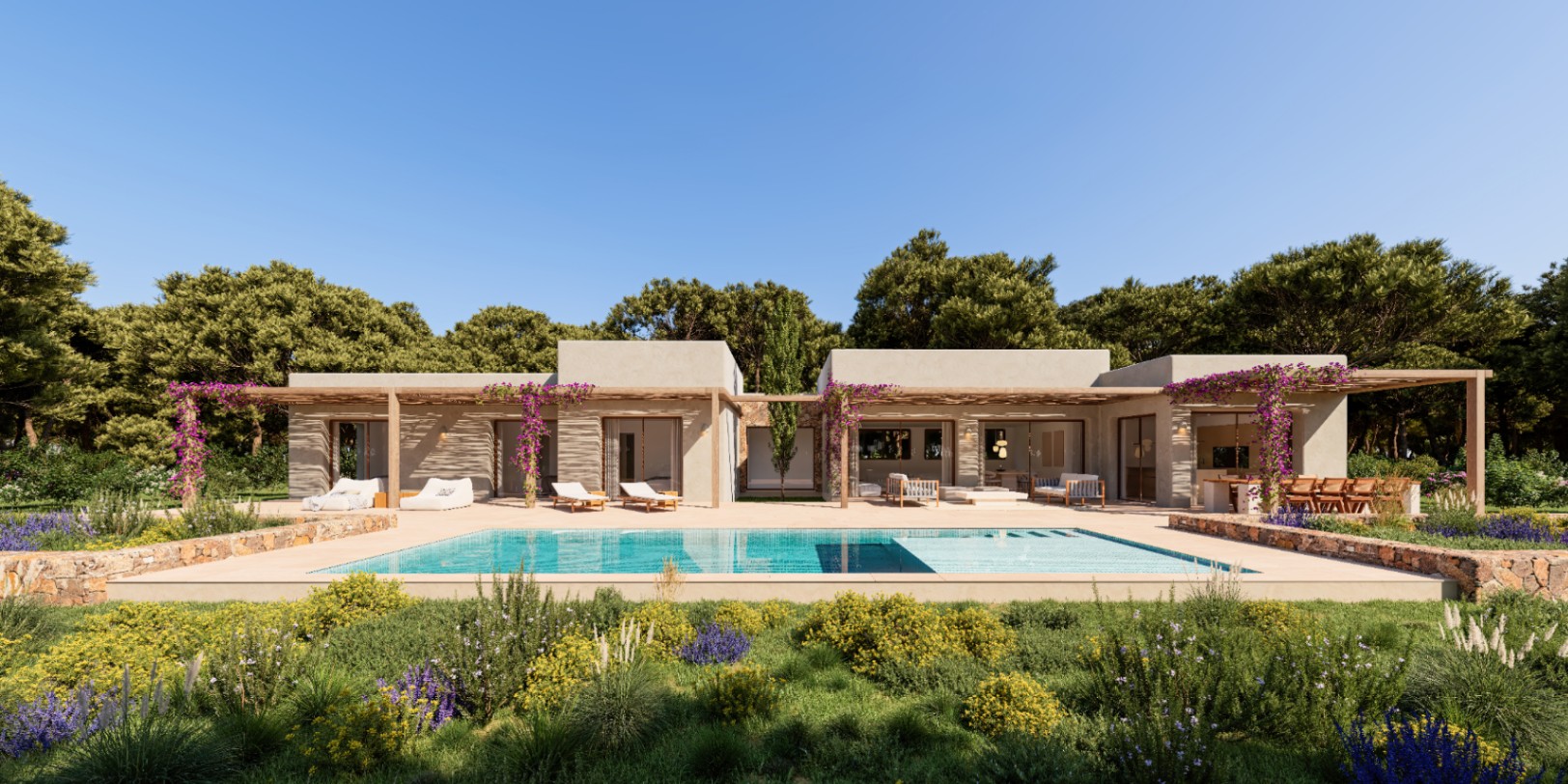 CBHN1009 - Villa de luxe de style ibicenc traditionnel à Monte Olimpo, Jávea, avec piscine privée et jardin méditerranéen.