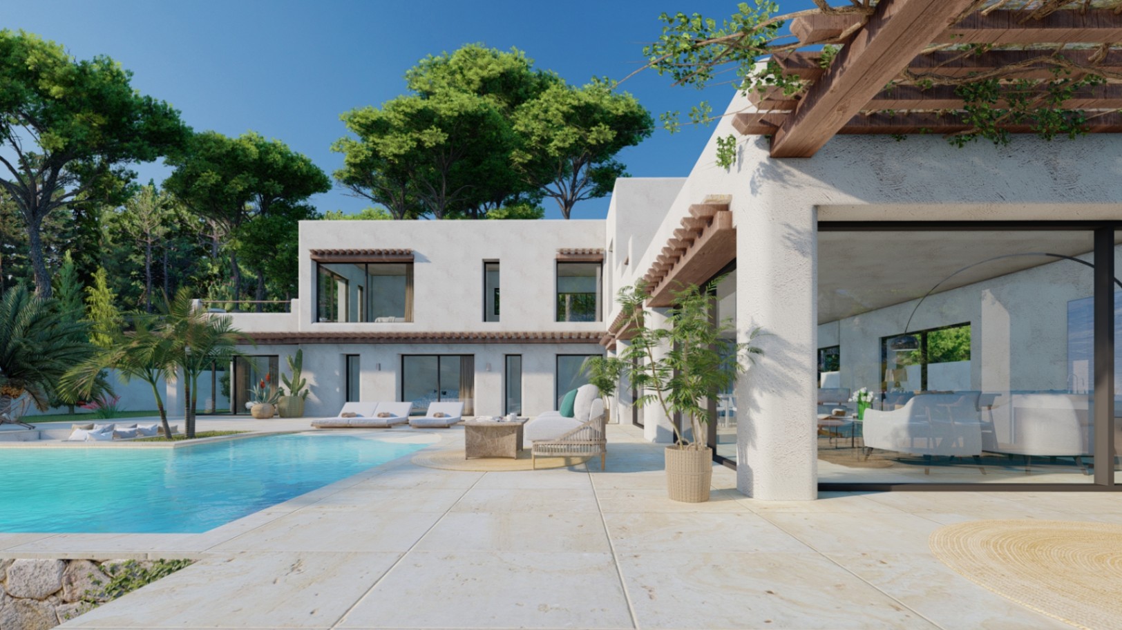 Современная роскошная вилла в ибиценском стиле в Балконе ал Мар, Хавея, с видом на море и частным бассейном