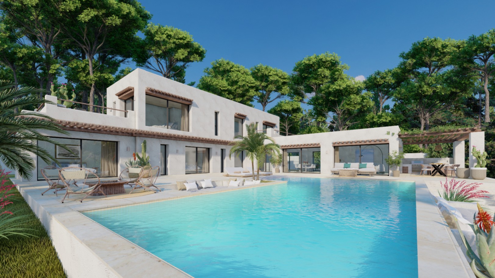 CBHN1011 - Villa de luxe de style ibicenco moderne à Balcón al Mar, Jávea, avec vue sur la mer et piscine privée.