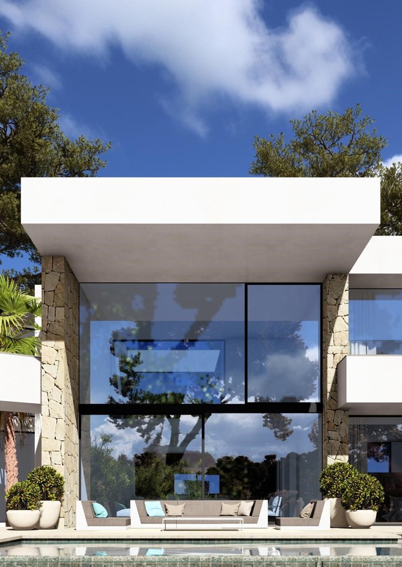 Villa de lujo de obra nueva en Moraira con vistas al mar, 5 suites, piscina infinity y diseño contemporáneo