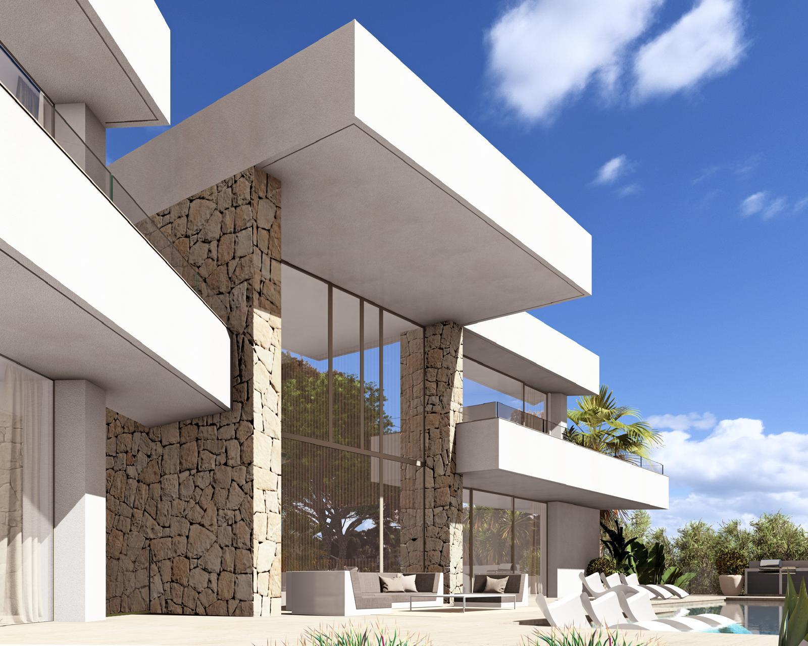Villa de lujo de obra nueva en Moraira con vistas al mar, 5 suites, piscina infinity y diseño contemporáneo