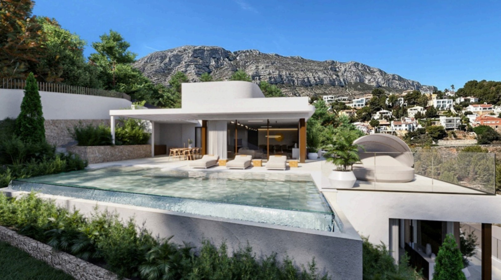 Moderne luxe villa in Las Rotas, Dénia - 5 suites, binnenhuis spa, bioscoop en uitzicht op zee en de Montgó
