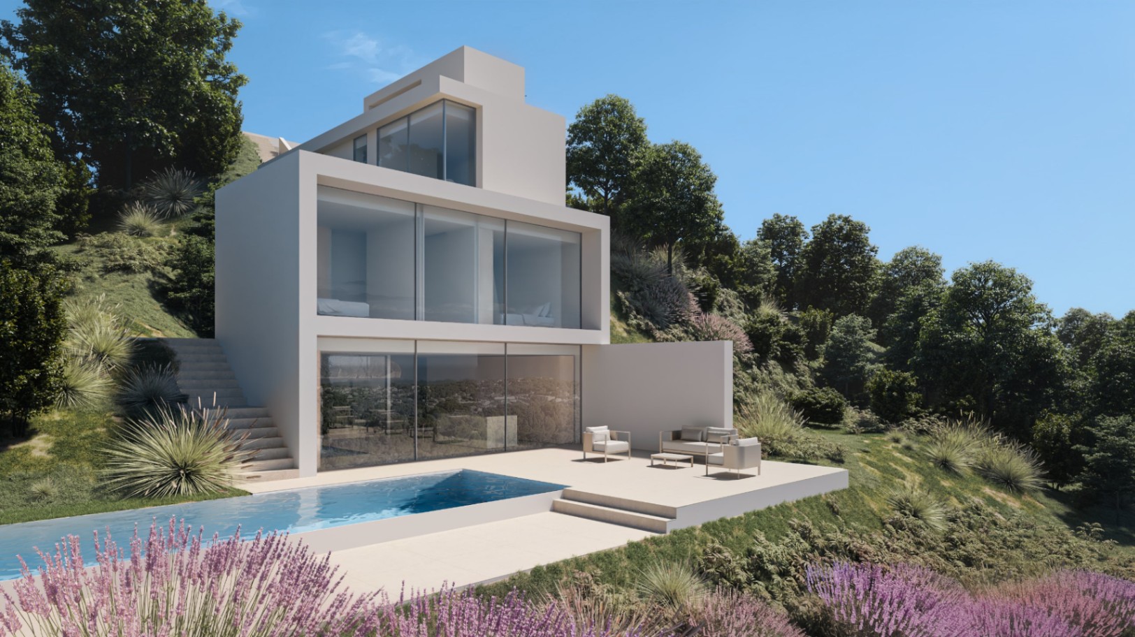 Villa exclusive à Benissa Costa avec vues infinies sur la mer et design minimaliste.