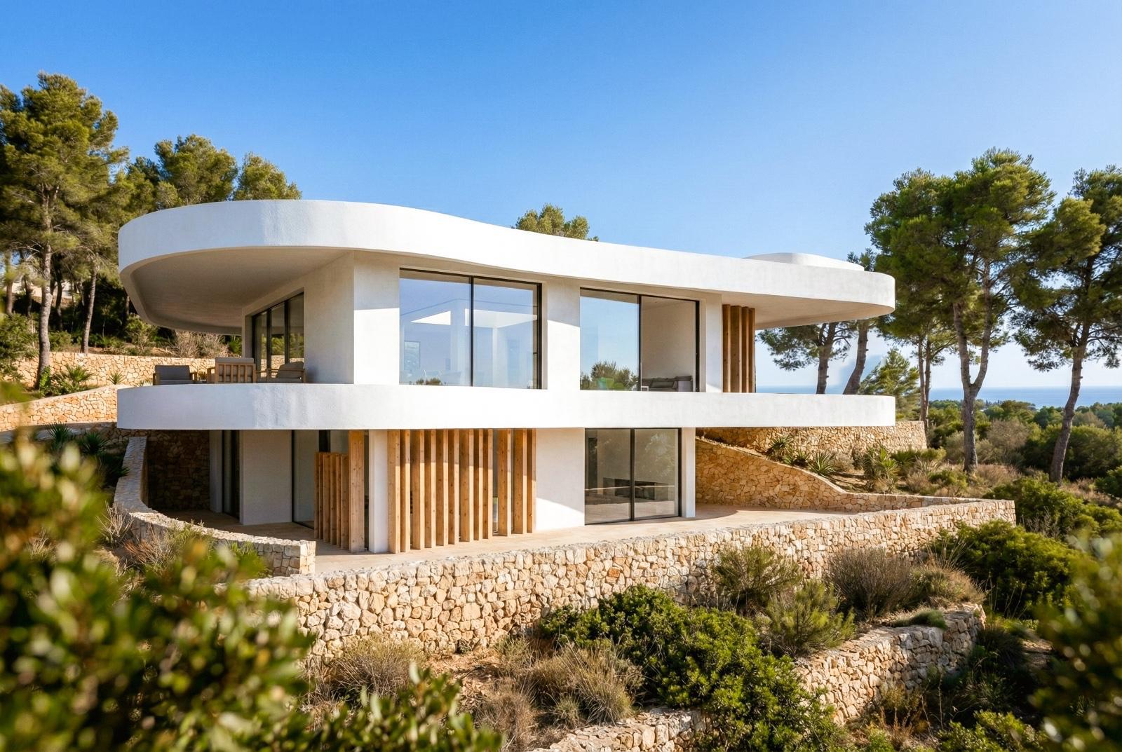 Nieuwe villa met exclusief design in Las Rotas, Dénia, met uitzicht op zee.