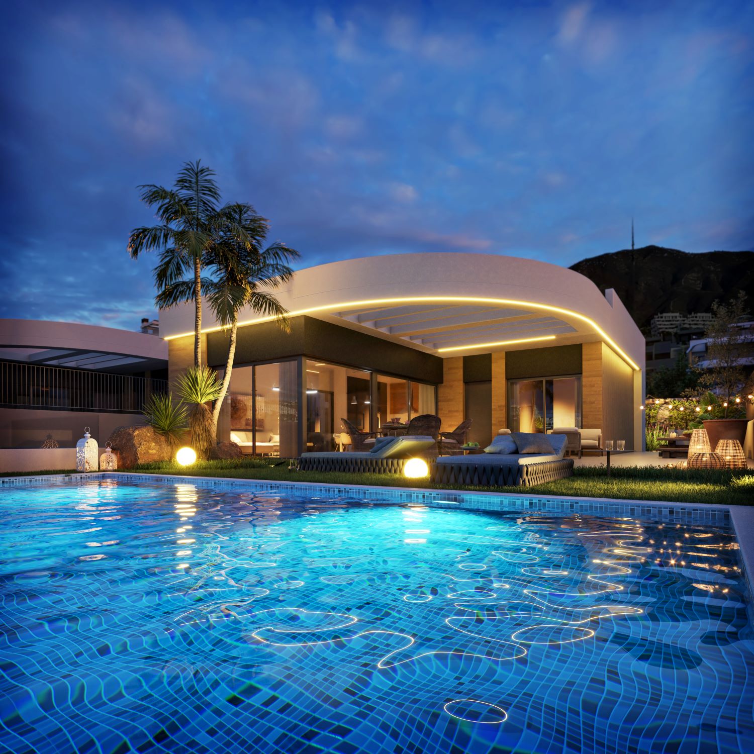 3-bedroom villa with garden and private pool and sea views in Finestrat