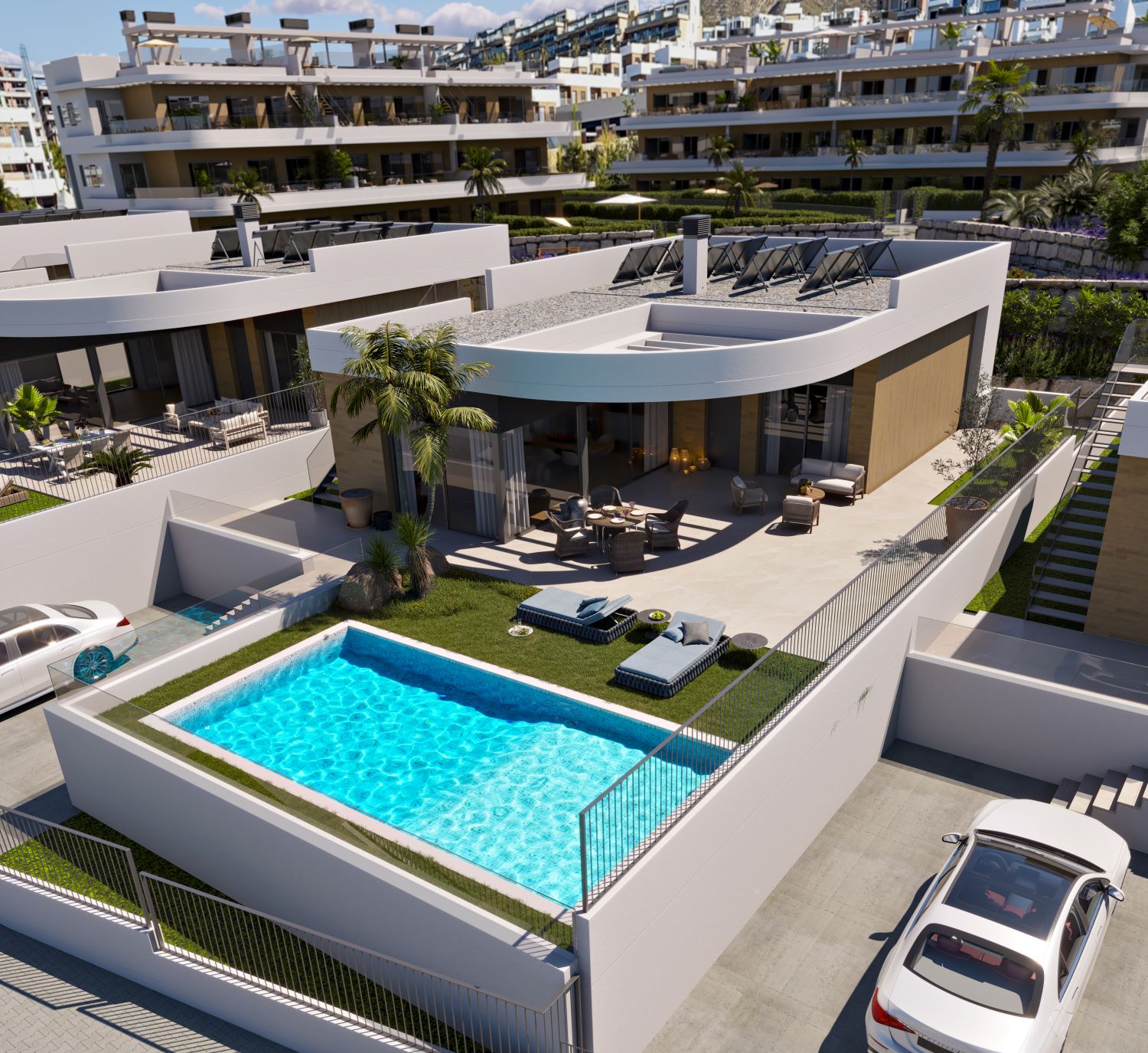 3-bedroom villa with garden and private pool and sea views in Finestrat