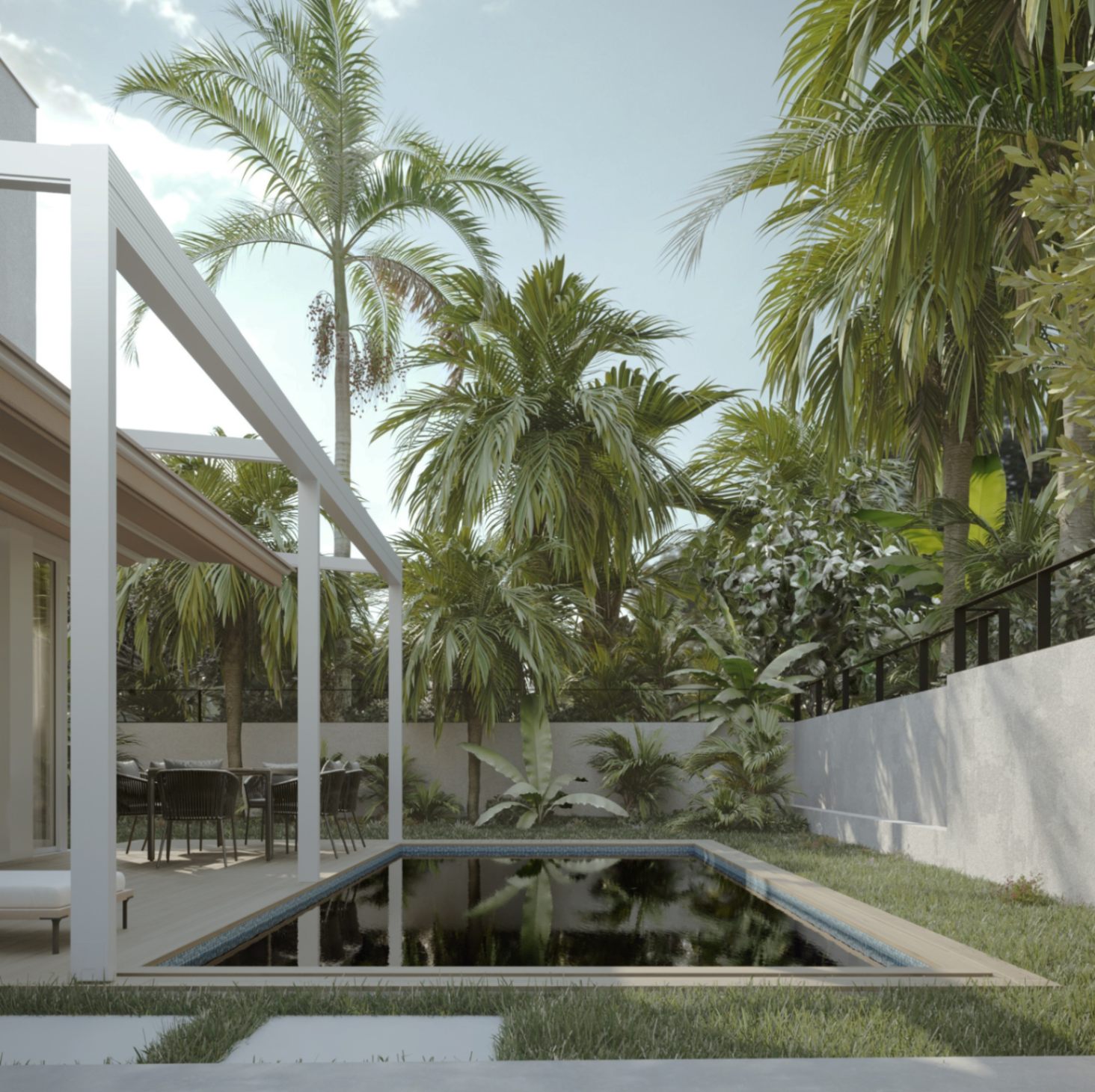 Villa contemporaine à Dénia dans une communauté privée avec piscine propre.