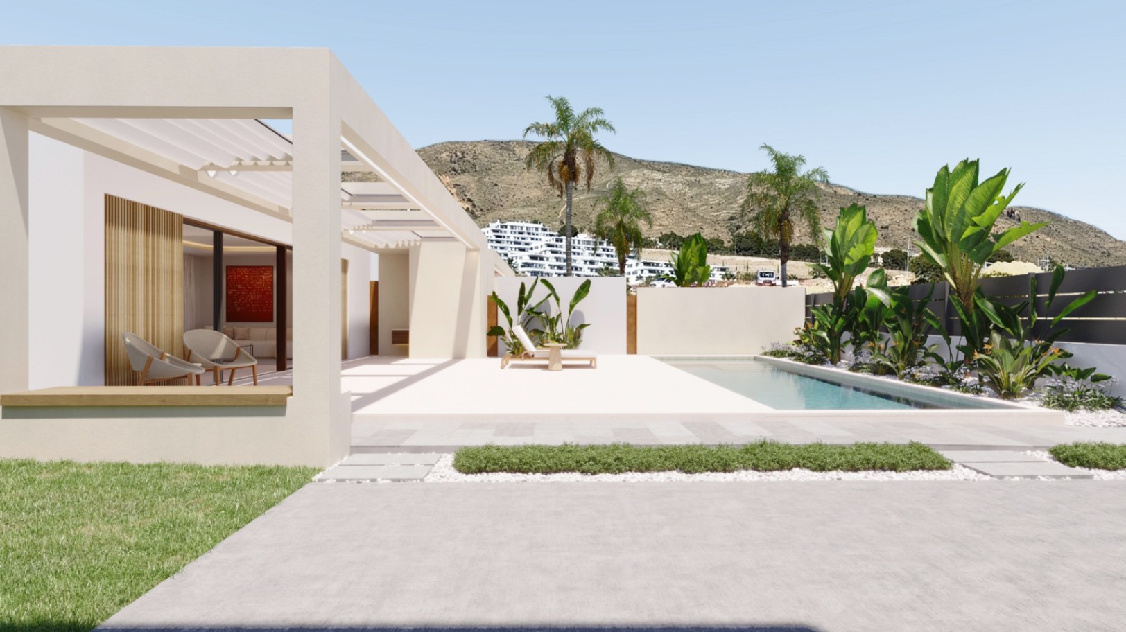 Single-story detached villa with contemporary Mediterranean design near Benidorm.