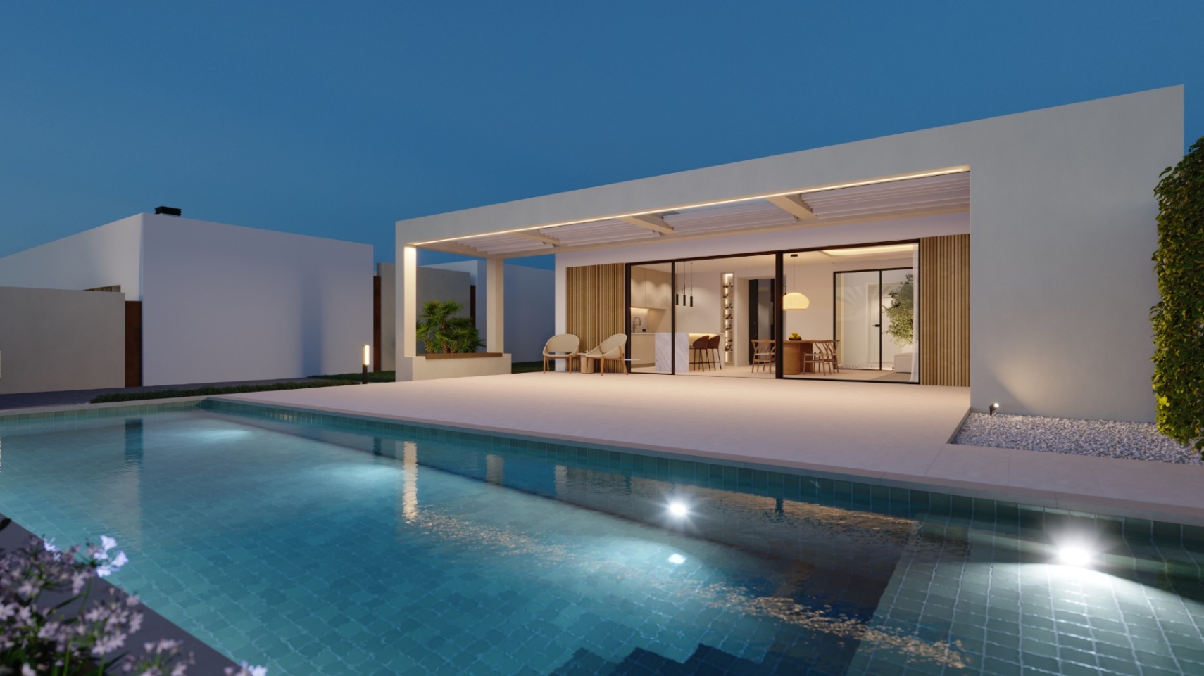 Single-story detached villa with contemporary Mediterranean design near Benidorm.