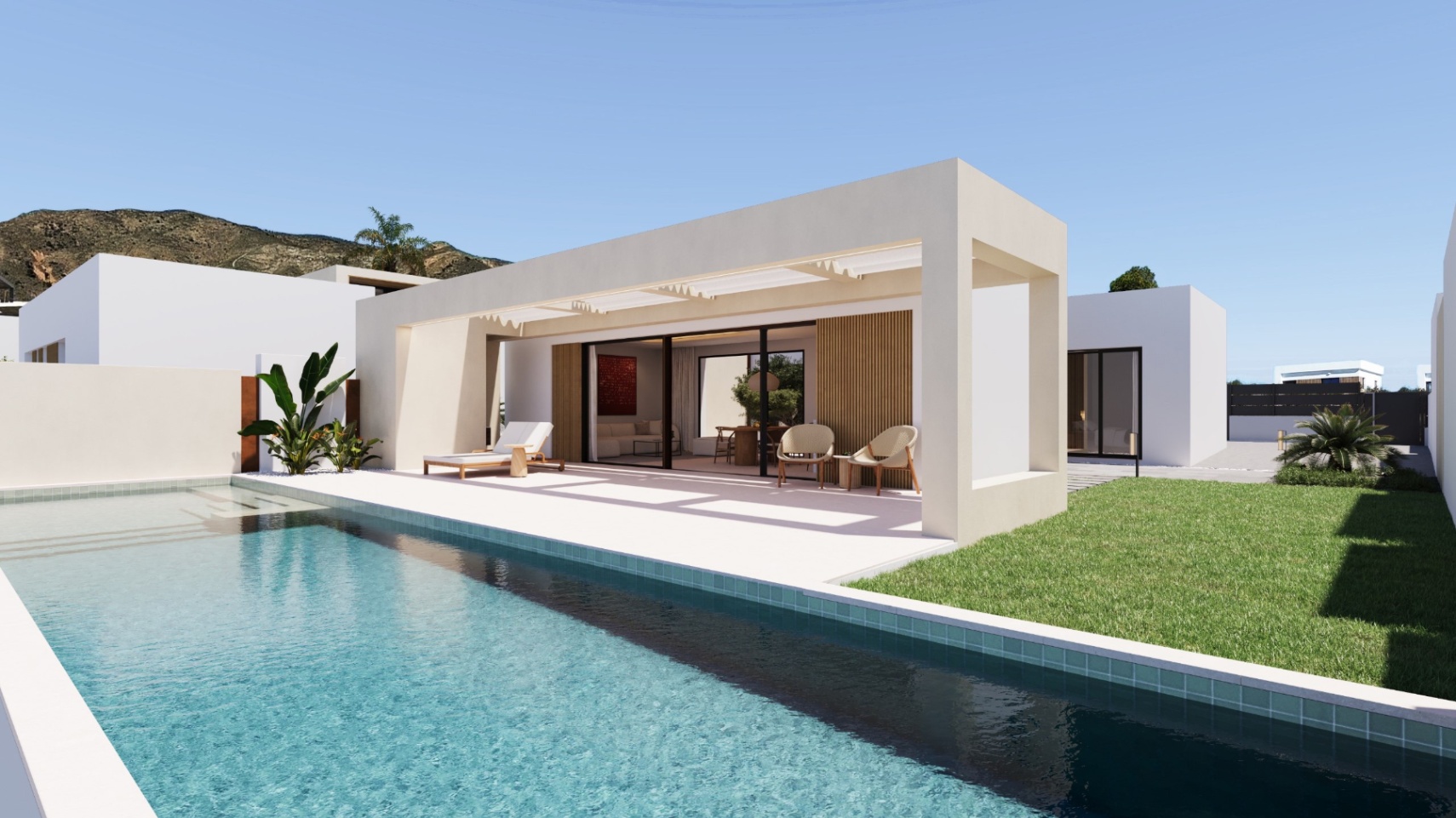 Single-story detached villa with contemporary Mediterranean design near Benidorm.