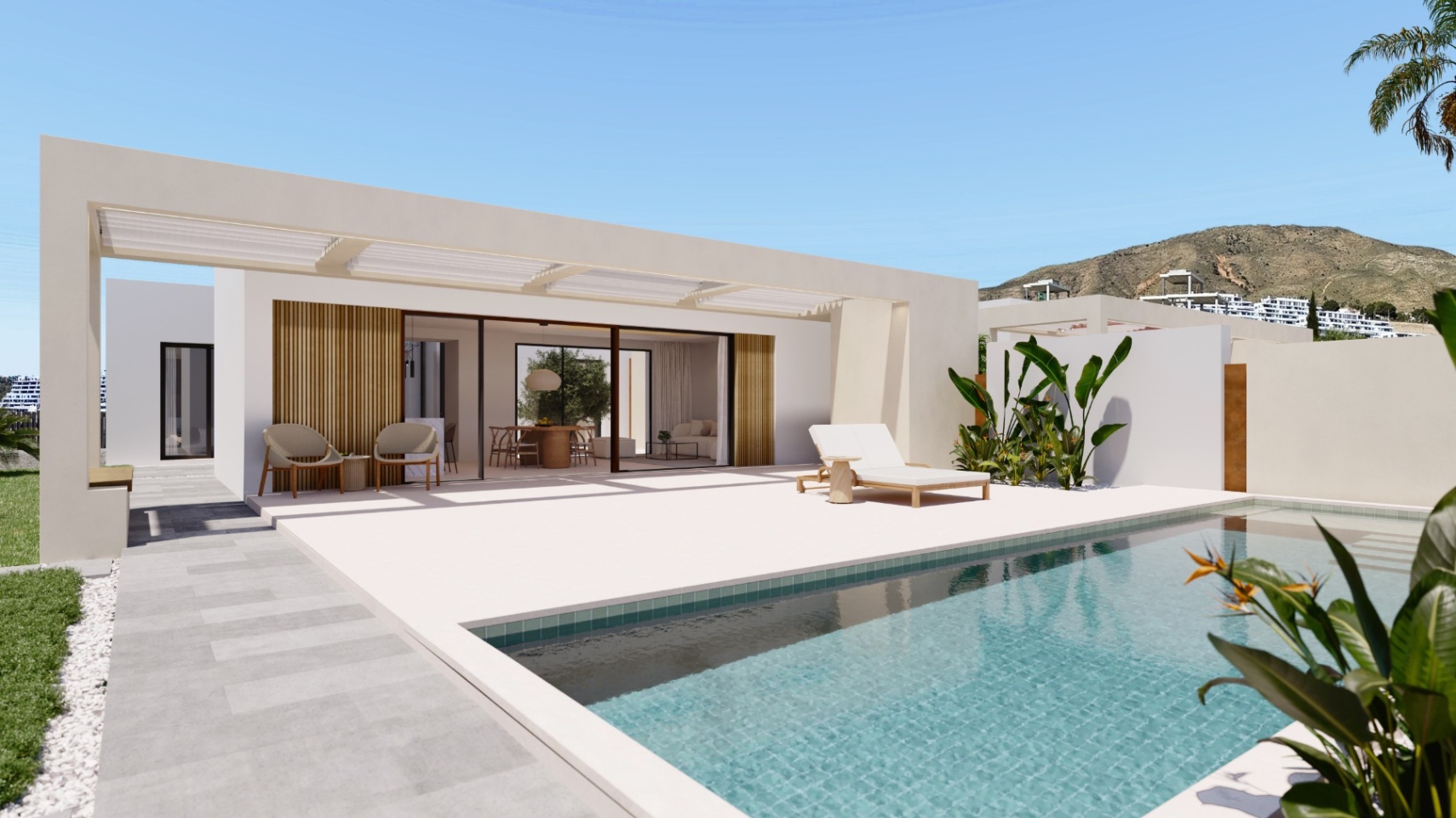 Single-story detached villa with contemporary Mediterranean design near Benidorm.
