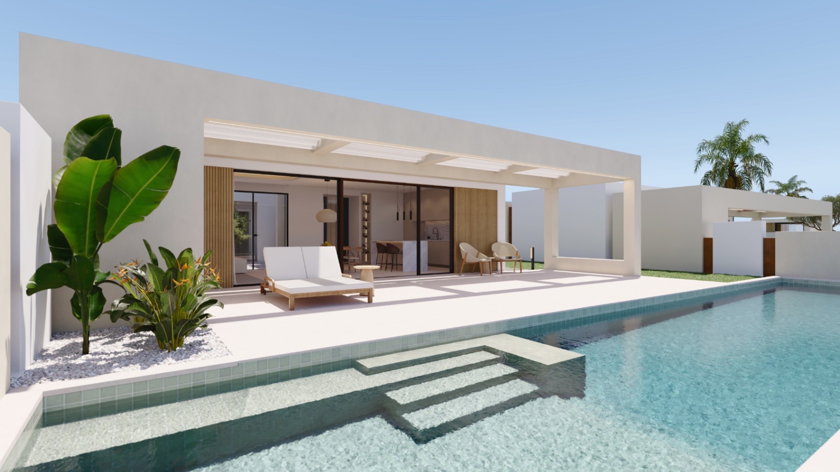 Single-story detached villa with contemporary Mediterranean design near Benidorm.