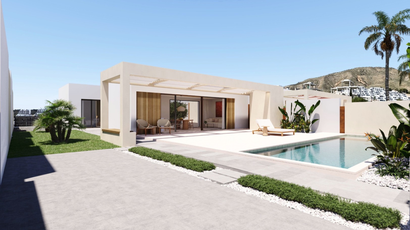 Single-story detached villa with contemporary Mediterranean design near Benidorm.