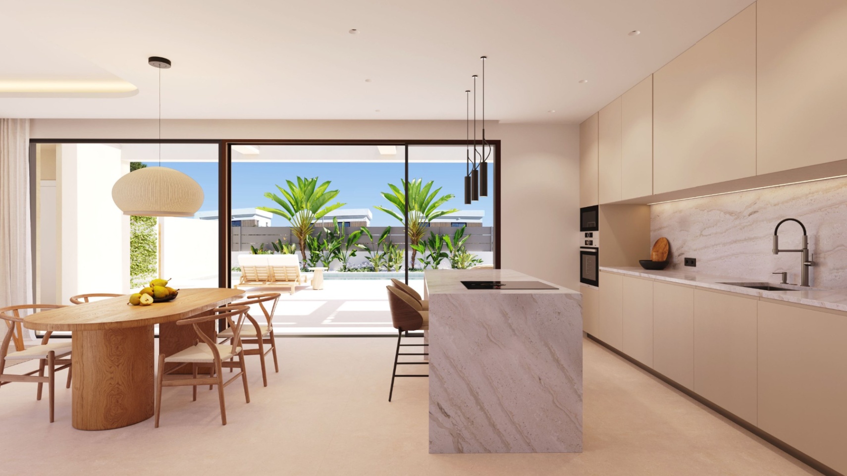 Single-story detached villa with contemporary Mediterranean design near Benidorm.