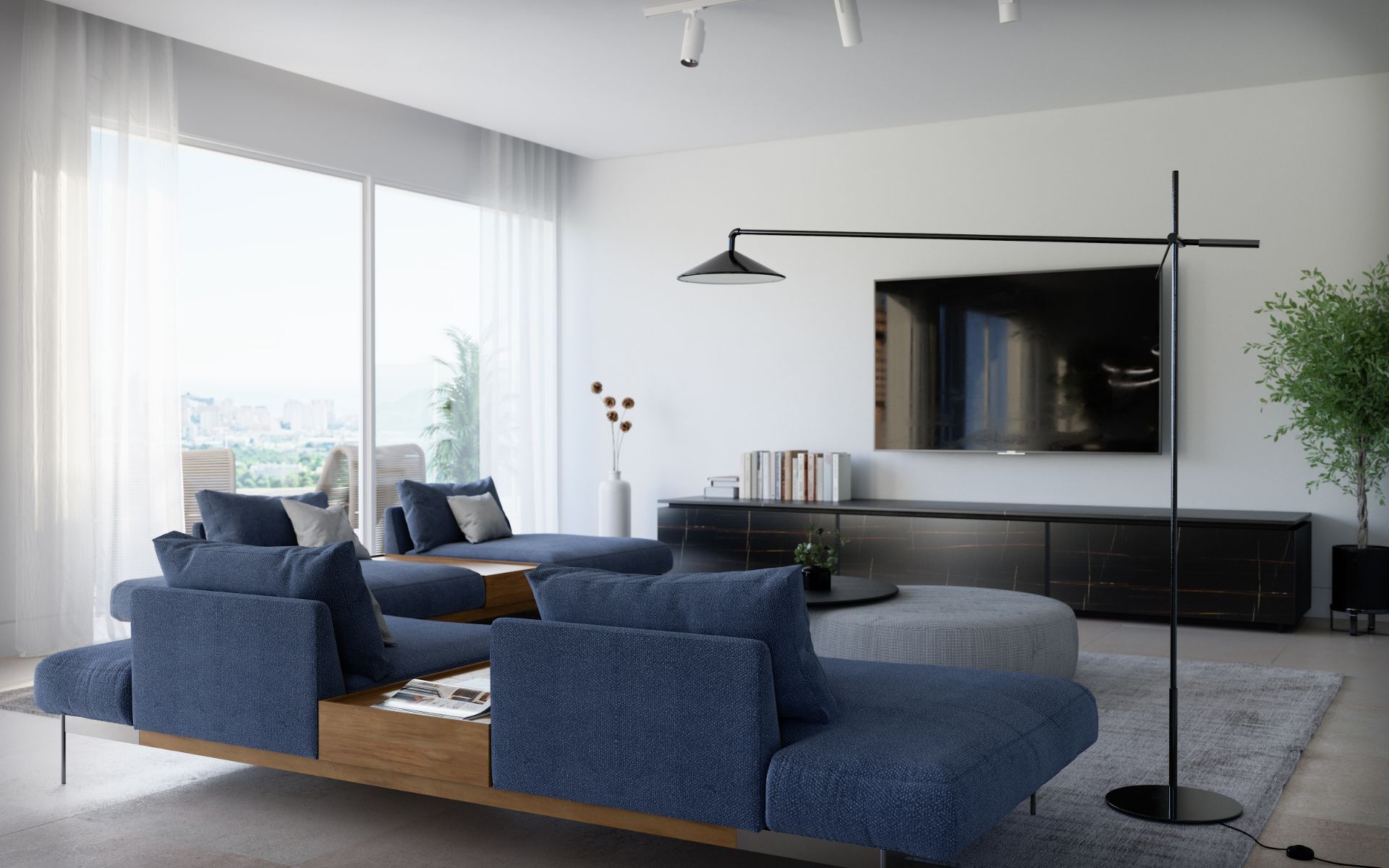 Villa neu gebaut in Sierra Cortina, Finestrat, mit Panoramablick auf das Meer und die Skyline von Benidorm.