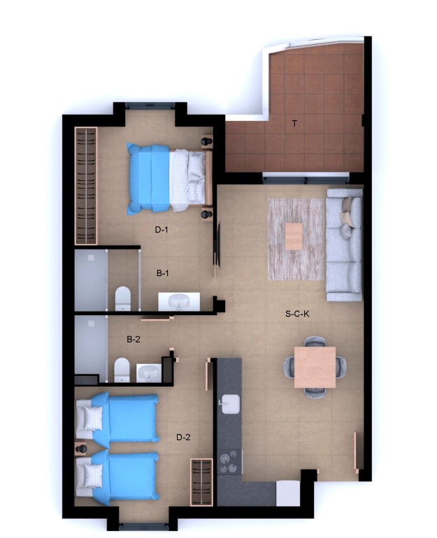 Appartement de 2 chambres au deuxième étage à Dénia