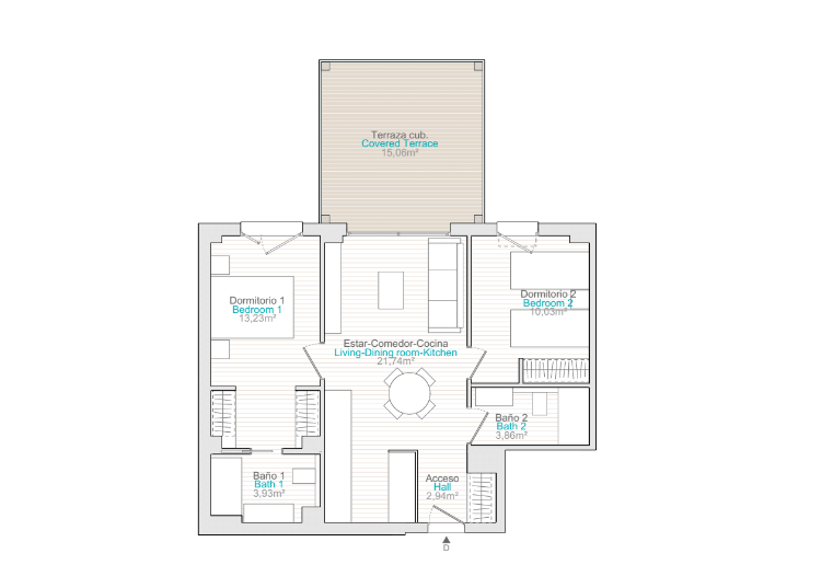 Appartement 2 chambres avec terrasse à Dénia