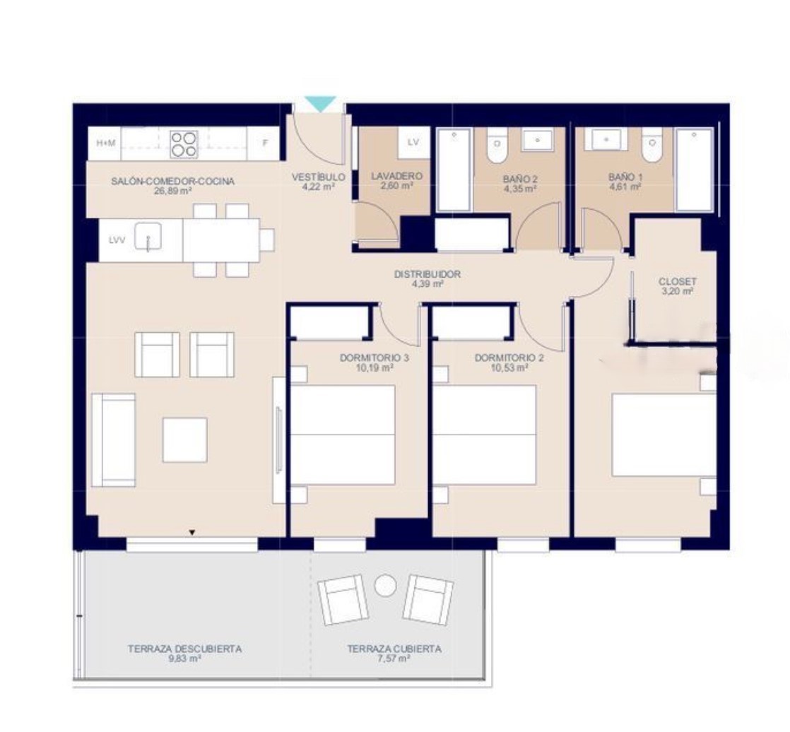 Appartement neuf de 4 chambres à 100 m de la plage à Villajoyosa