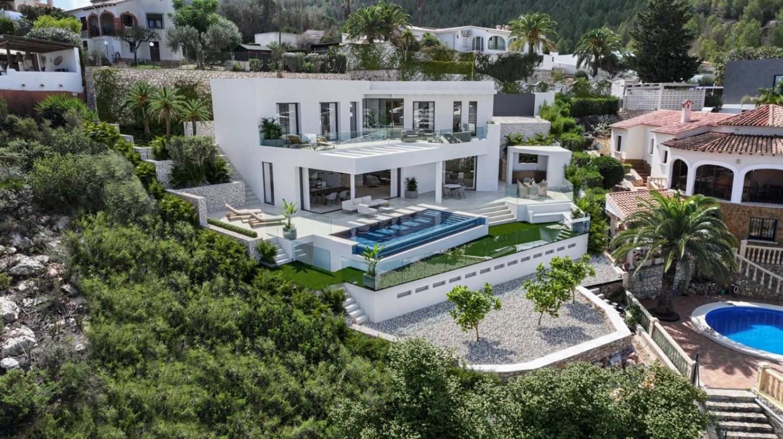 Villa moderne en construction avec vue sur la mer à Dénia