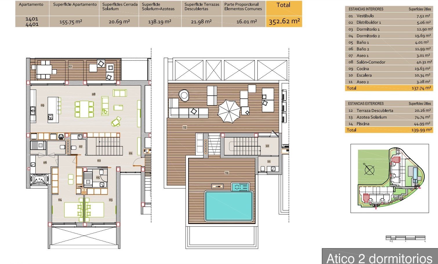 Exklusives Penthouse mit privatem Pool und Panoramablick auf das Meer