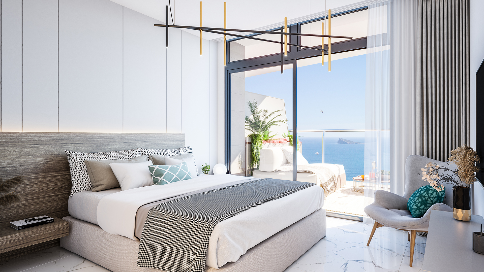 Appartement de luxe sur la plage avec une vue imprenable sur la mer à seulement 50 mètres de la plage