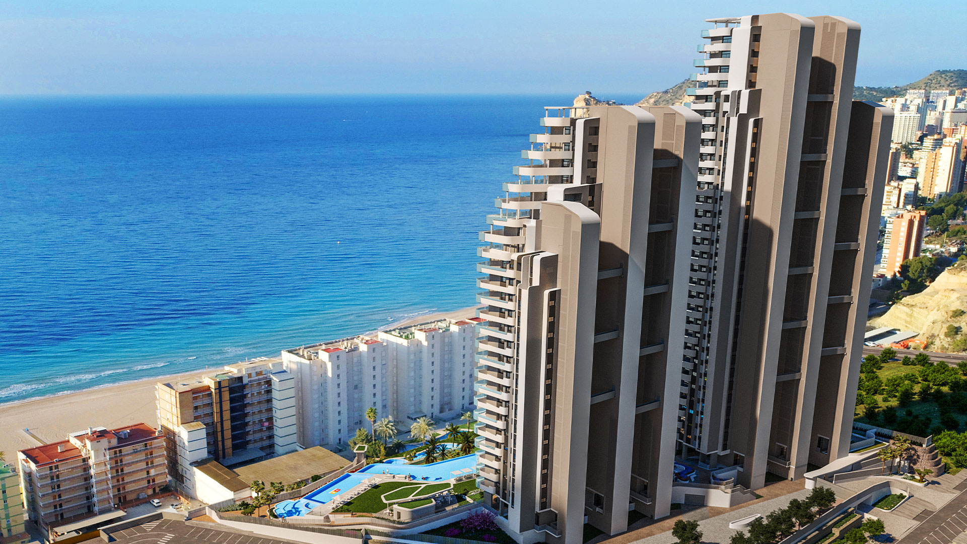 Appartement de luxe sur la plage avec une vue imprenable sur la mer à seulement 50 mètres de la plage