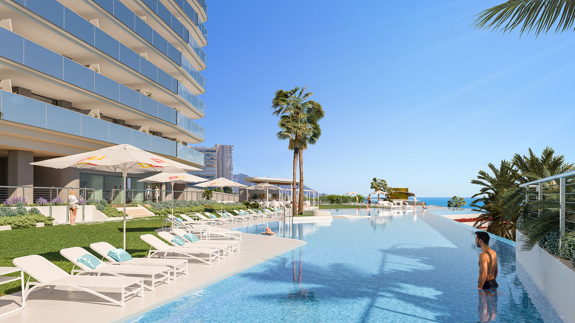 Appartement de luxe sur la plage avec une vue imprenable sur la mer à seulement 50 mètres de la plage
